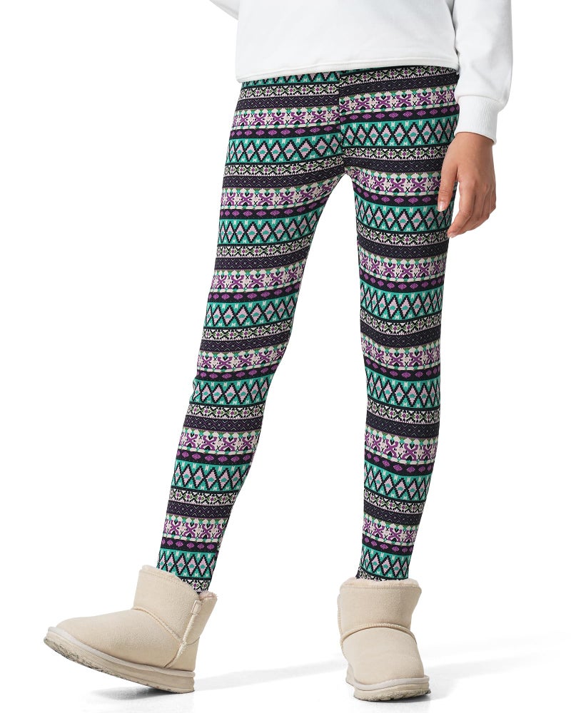 BOOPH Girls Winter Thick Warm Pant Fleece Lined Leggings 6-7 Years Bohemian - Image 2